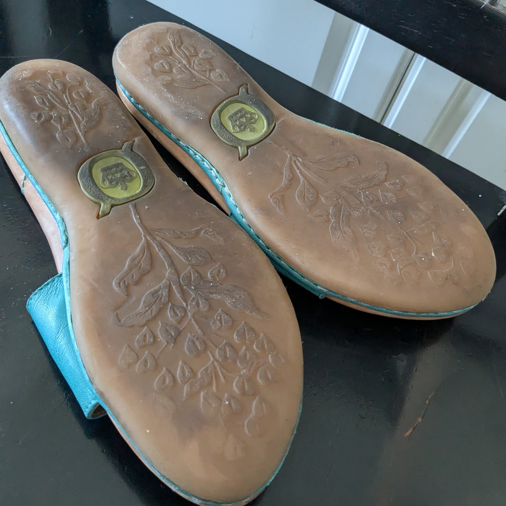 Born Teal Floral Leather Slide Sandals - Picture 3 of 7
